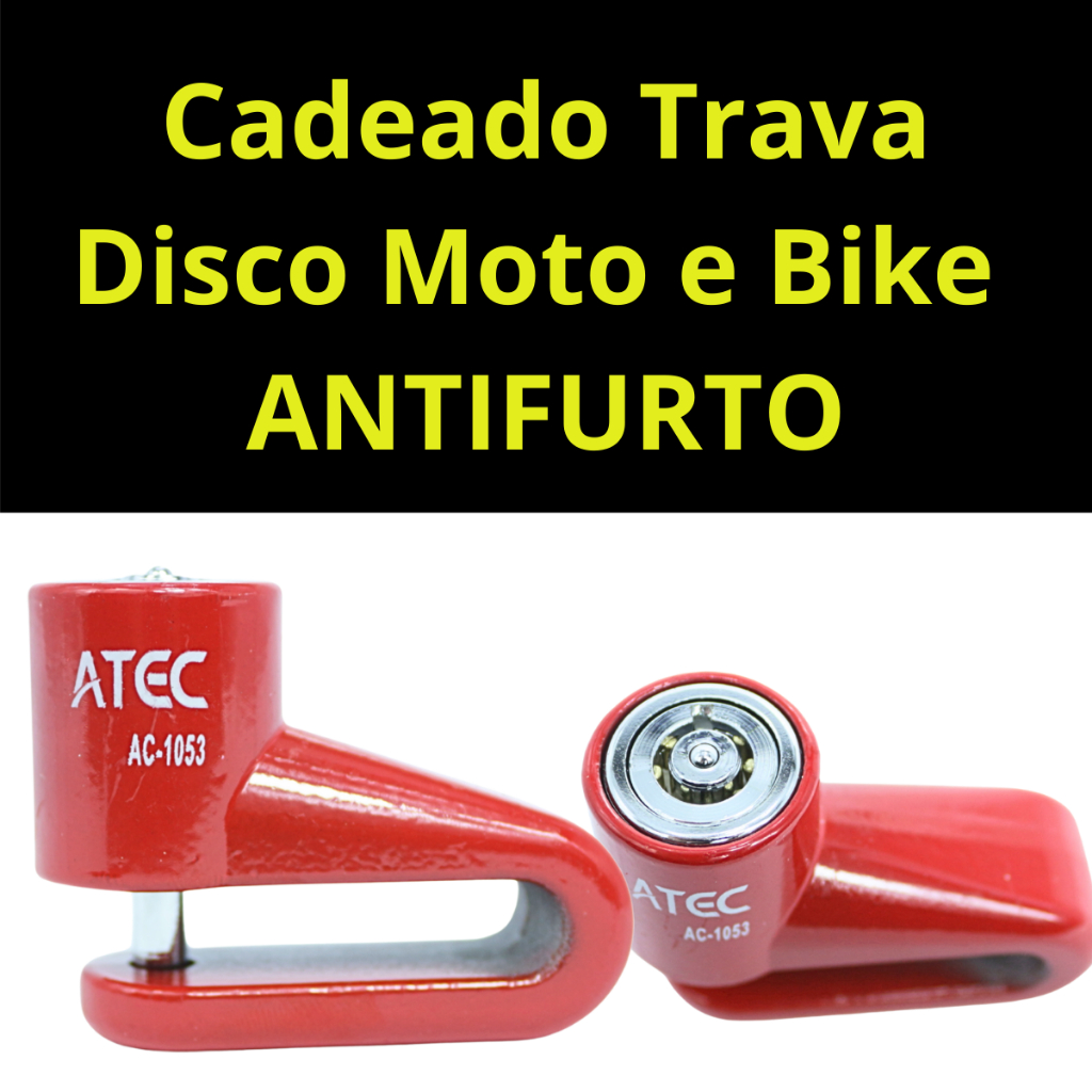 Trava Cadeado Disco Freio Moto Bicicleta Moto Elétrica Anti Furto Universal Com 2 Chaves