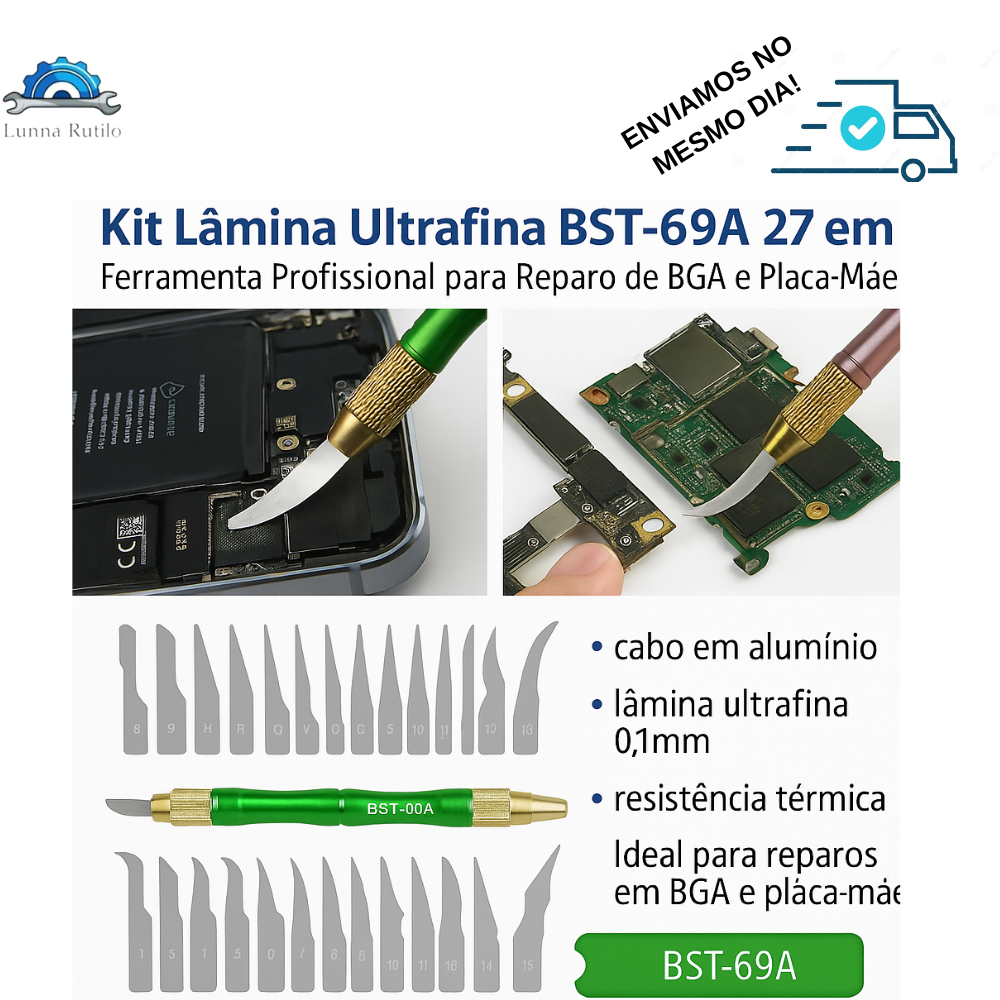 Kit Lâminas BGA 27 em 1 BST-69A para Reparo de Placa-mãe | Smartphones e Eletrônicos