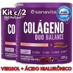 Kit 2X Colágeno Duo Balance em pó ( Verisol e Ácido Hialurônico Hyaluronic + Hidrolisado ) Sanavita