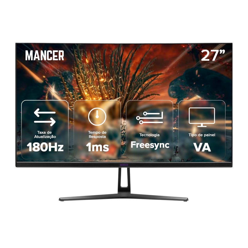 Monitor Gamer Mancer Valak VX3, 27 Pol, VA, Curvo, 2K, 1ms, 180Hz, FreeSync, HDMI/DP MCR-VLKVX3-BL01