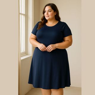 Vestido Plus Size Soltinho Midi Manga Curta Elegante Basico Casual Super Confortável em Oferta na Shopee