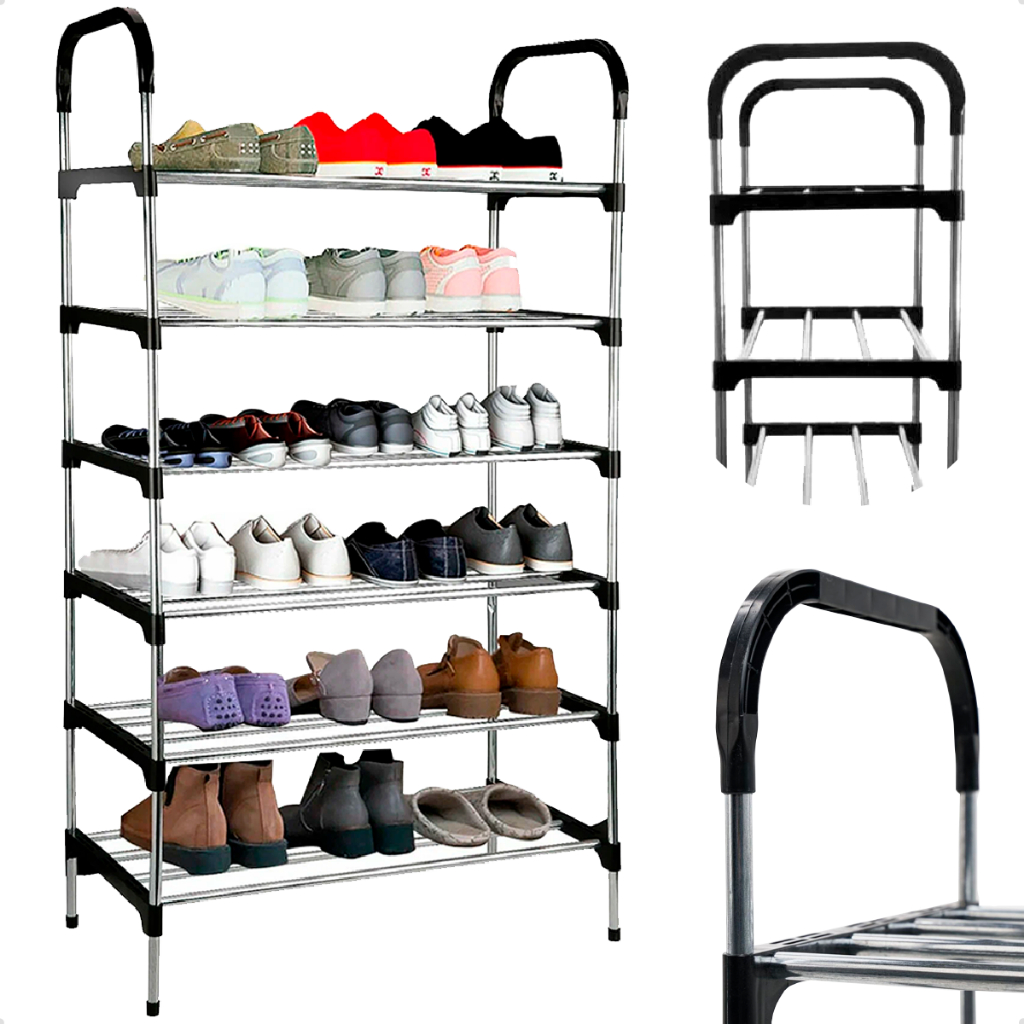 Sapateira Organizador Vertical 6 Prateleiras 18 Pares Inox