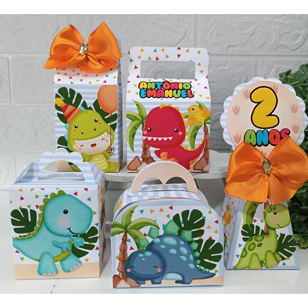 kit festa: caixas personalizadas tema Dinossauro baby - lembrancinhas para aniversário infantil