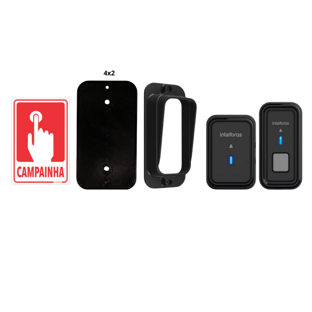 Campainha Intelbras Cib101S Com Protetor de Embutir Compatível Caixa 4x2