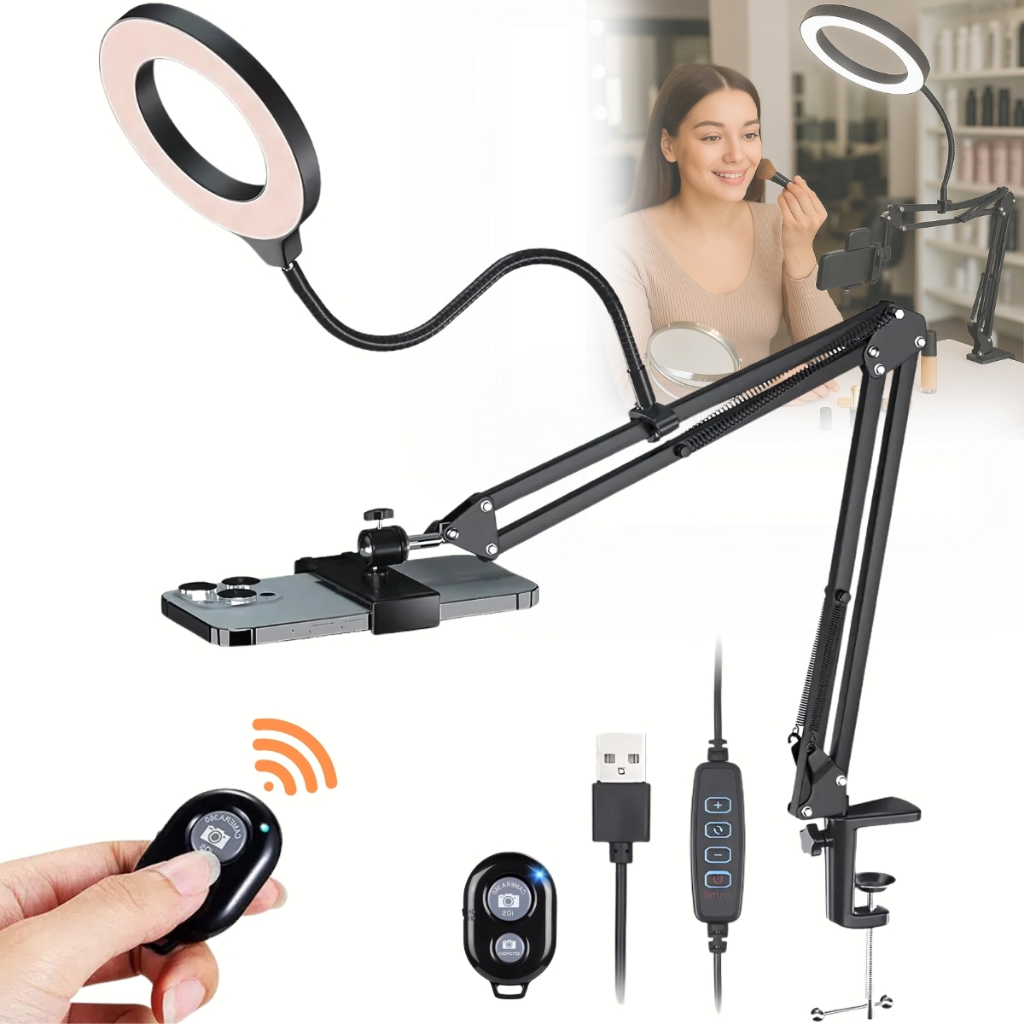 Iluminador Ring Light Suporte Articulado Celular Mesa Foto Regulagem Youtuber