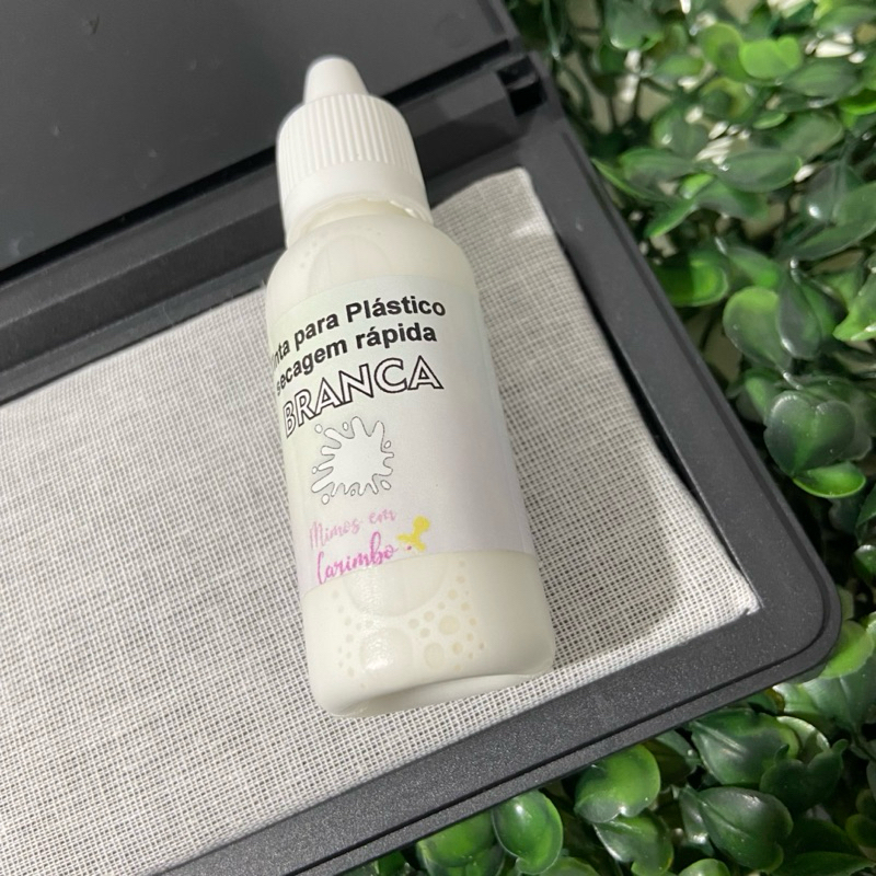 Almofada + tinta BRANCA secagem rápida branco carimbeira plástico isopor em Oferta na Shopee