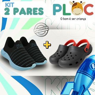 Kit 2 Pares: Tênis Calce Fácil Colors Ploc + Bab Preto/Vermelho em Oferta na Shopee