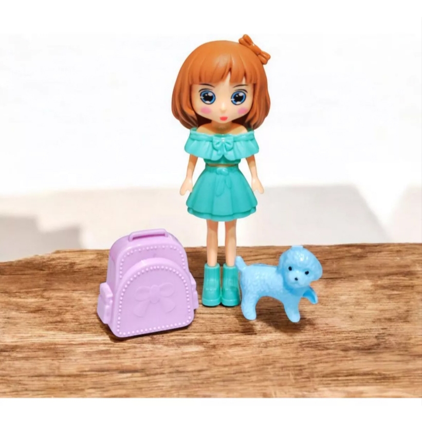 Boneca Mini com Mochila e Pet – Brinquedo Fofo e Colorido para Crianças estilo Kawaii