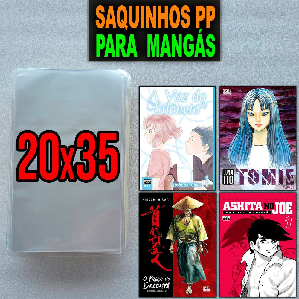 Saquinhos para Mangás e HQs 20x35 - Saquinhos PP Polipropileno Mangá e HQ - 25, 50 e 100 unidades em Oferta na Shopee