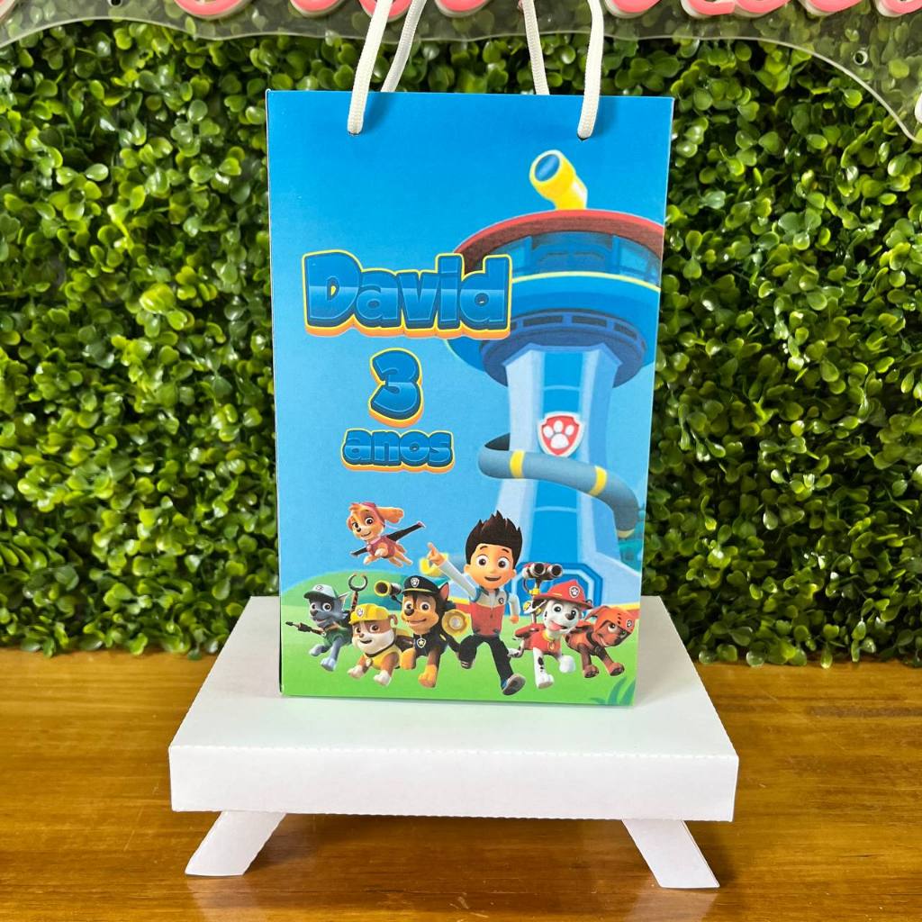 SACOLINHA PERSONALIZADA PATRULHA CANINA - PEGUE E MONTE - TAMANHO (M) - Lembrancinha - Aniversário