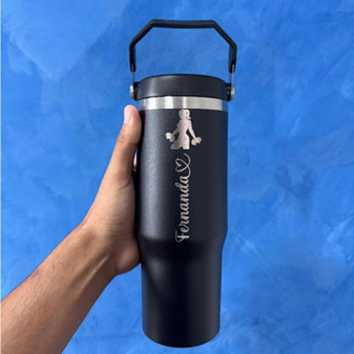 Copo Térmico Tumbler Flip GarrafaTérmica  Personalizada Texturizada Flip Straw 900ml Tumbl...