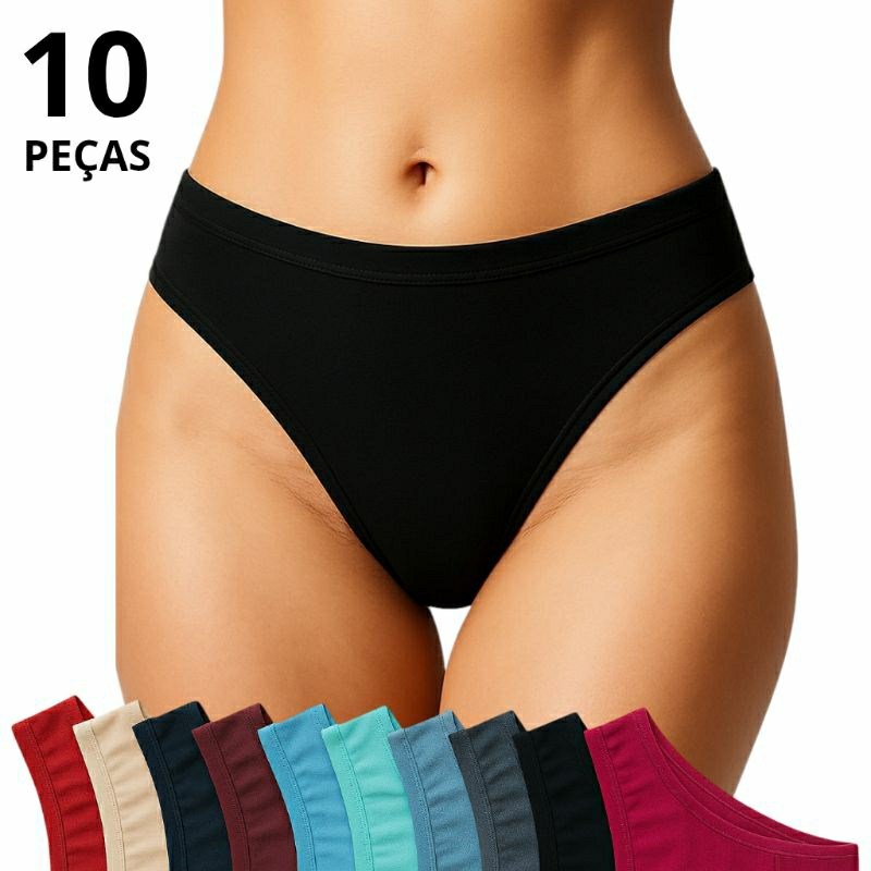 Kit 10 Calcinha 100% Algodao Basica dia a dia Conforto Calcinhas Lisas ou estampadas Forradas