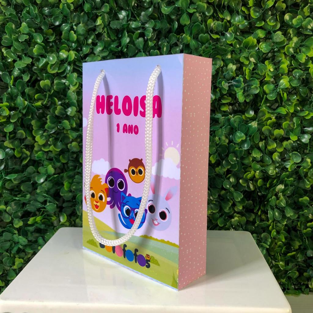 Sacolinha Personalizada BOLOFOFOS ROSA MENINA | Lembrancinha Aniversário Infantil - PEGUE E MONTE