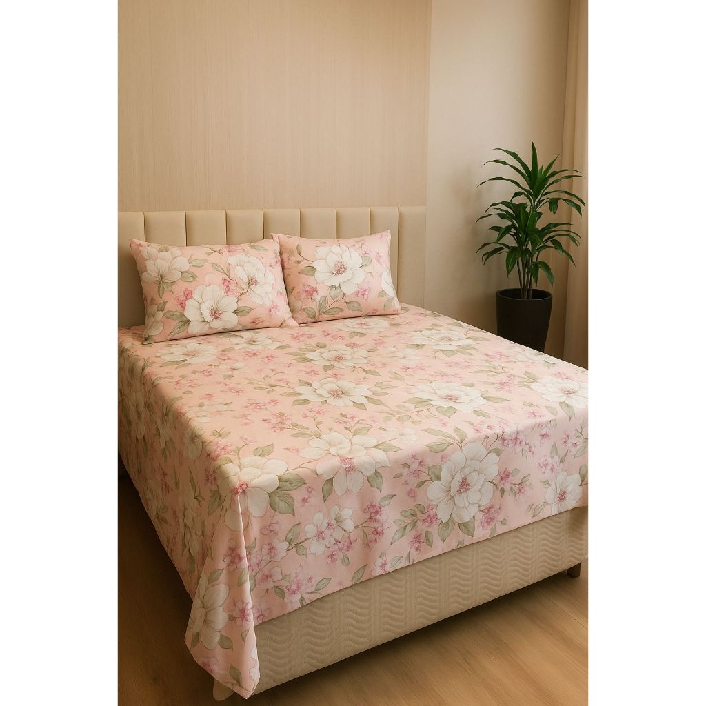 Jogo de Cama Casal 3 peças Microfibra 65G Estampada.