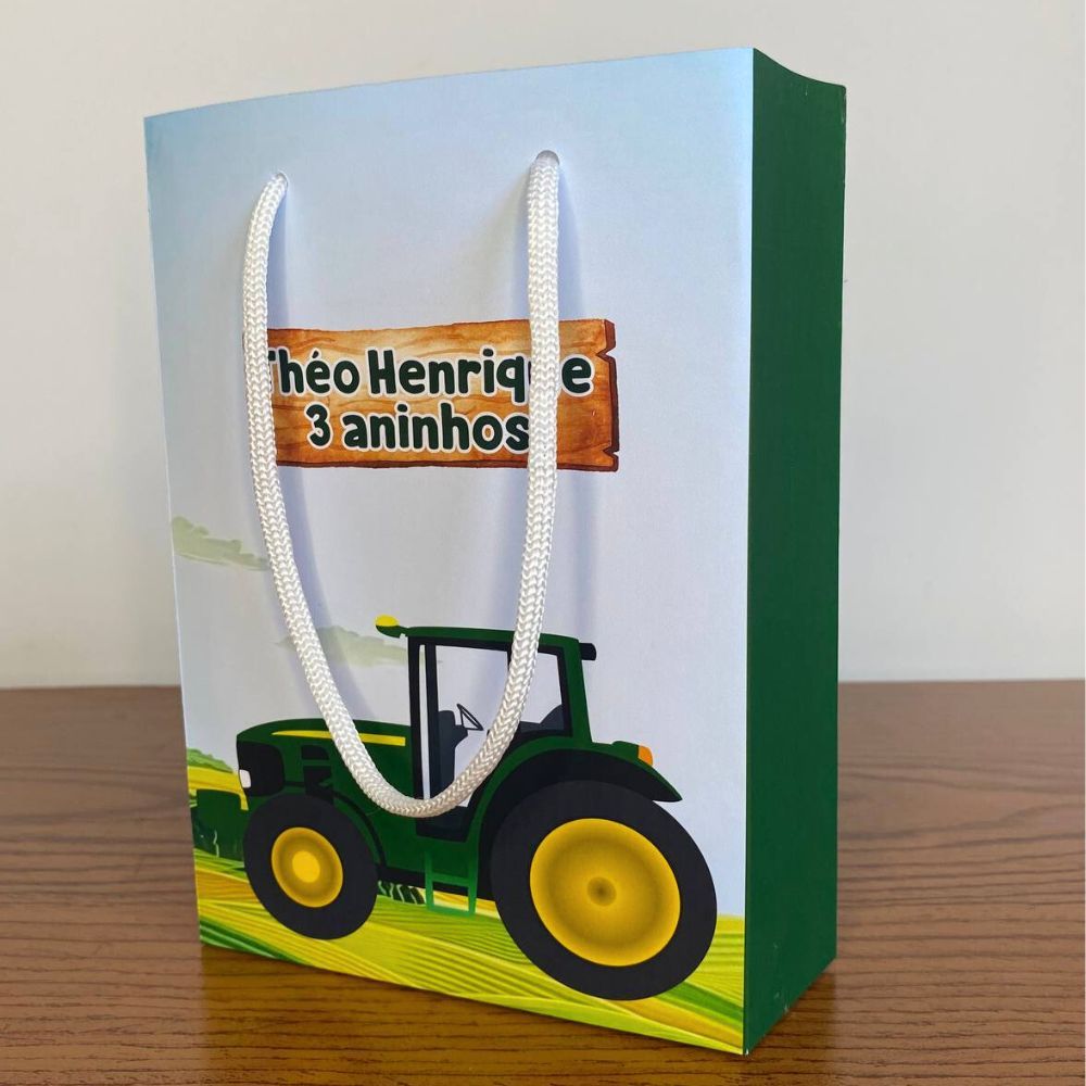 Sacolinha Personalizada Trator Lembrancinha Festa Infantil Pegue e Monte