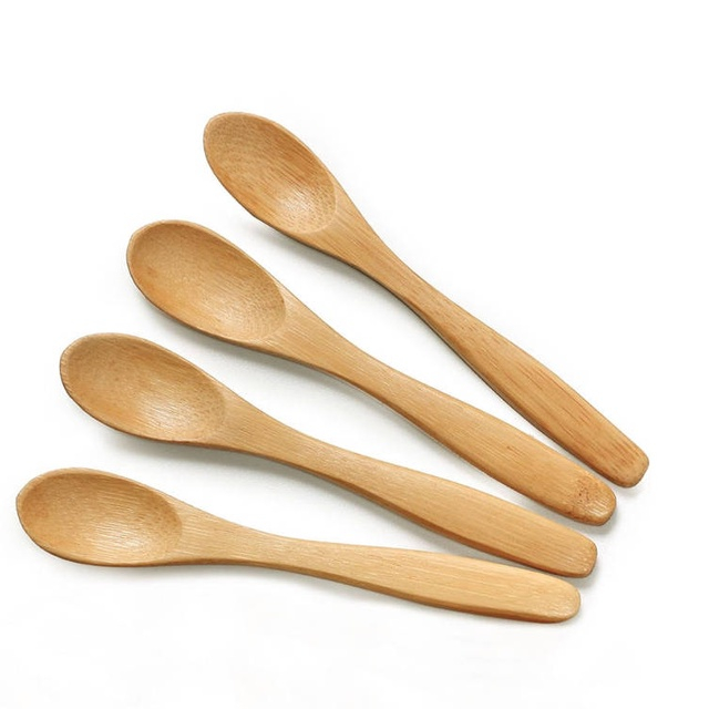 Conjunto de Colher para Café Sobremesa Chá de Bambu 4 peças