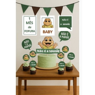 Só Um Bolinho Dino Baby Não é a Mamãe Tema Criativo mêsVersário em Oferta na Shopee
