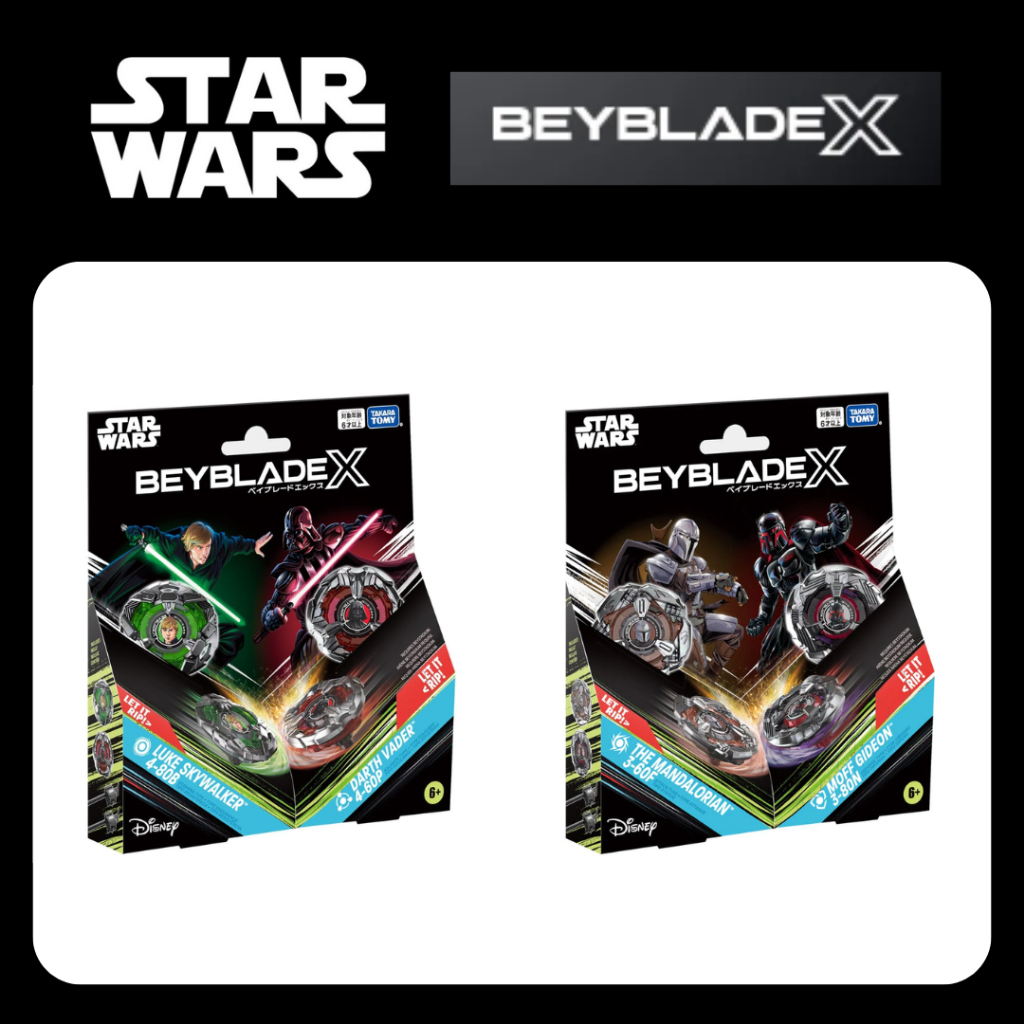 Novo BEYBLADE X BX-00 Double Starter Star Wars (Luke Skywalker 4-80B/Darth Vader 60P) (Mandaloriano 3-60F/Moff Gideon 80N) Japão
