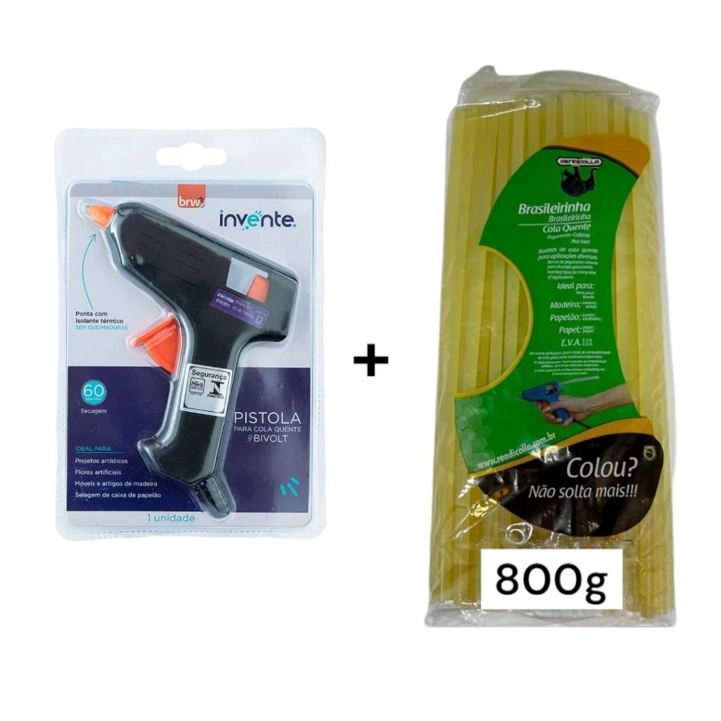 Pistola De Cola Quente pequena + Bastão - Bivolt 10w (127v - 220v)