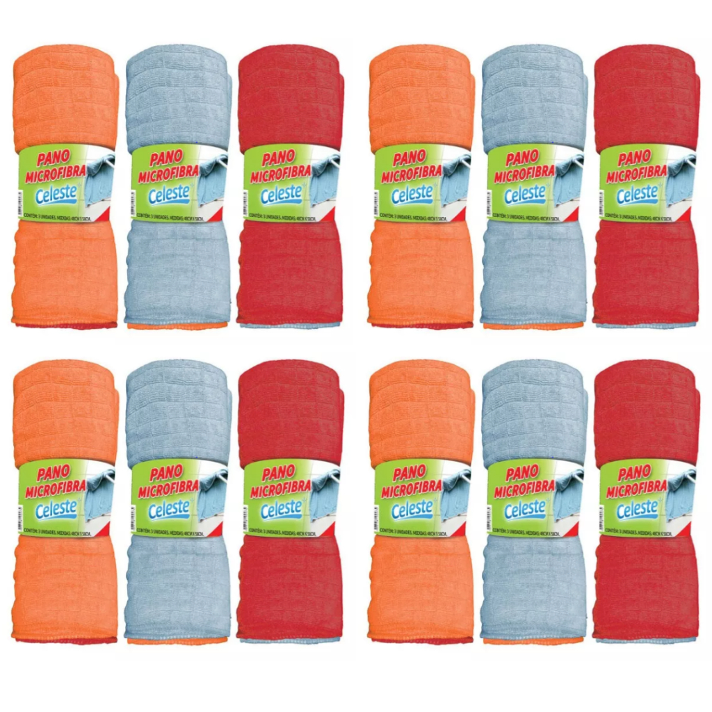 kit de panos em microfibra Celeste 48x58 Limpeza Multiuso, Chão, Carro, Prato, Vidro e muito mais em Oferta na Shopee