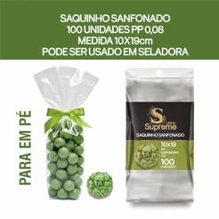 Saquinho para pipoca gourmet 10x19cm com 100 unidades