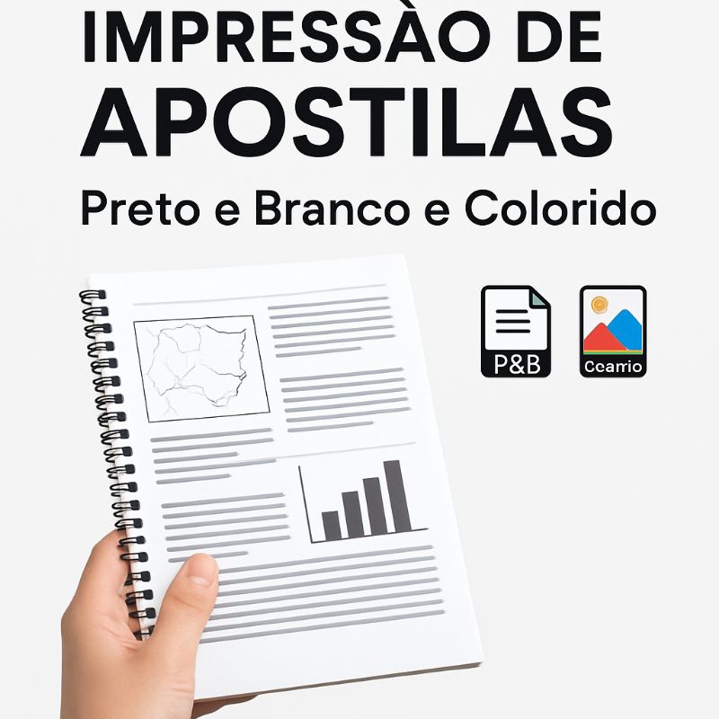 Impressão de Apostilas Colorido - Frente e verso - Encadernação espiral