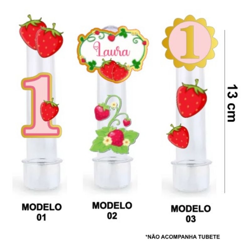 Kit Apliques Para Tubete Moranguinho Baby - Festa Moranguinho - Festa Infantil em Oferta na Shopee