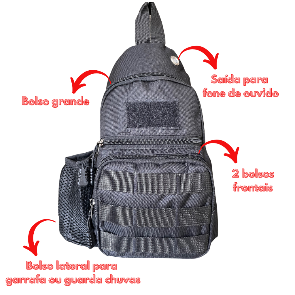 Bolsa transversal mochila pochetes táticas para ombro peitoral tiracolo masculino feminino — imagem 2 de 2