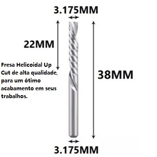 Fresa Helicoidal Up Cut 3.175mmx22mm em Oferta na Shopee