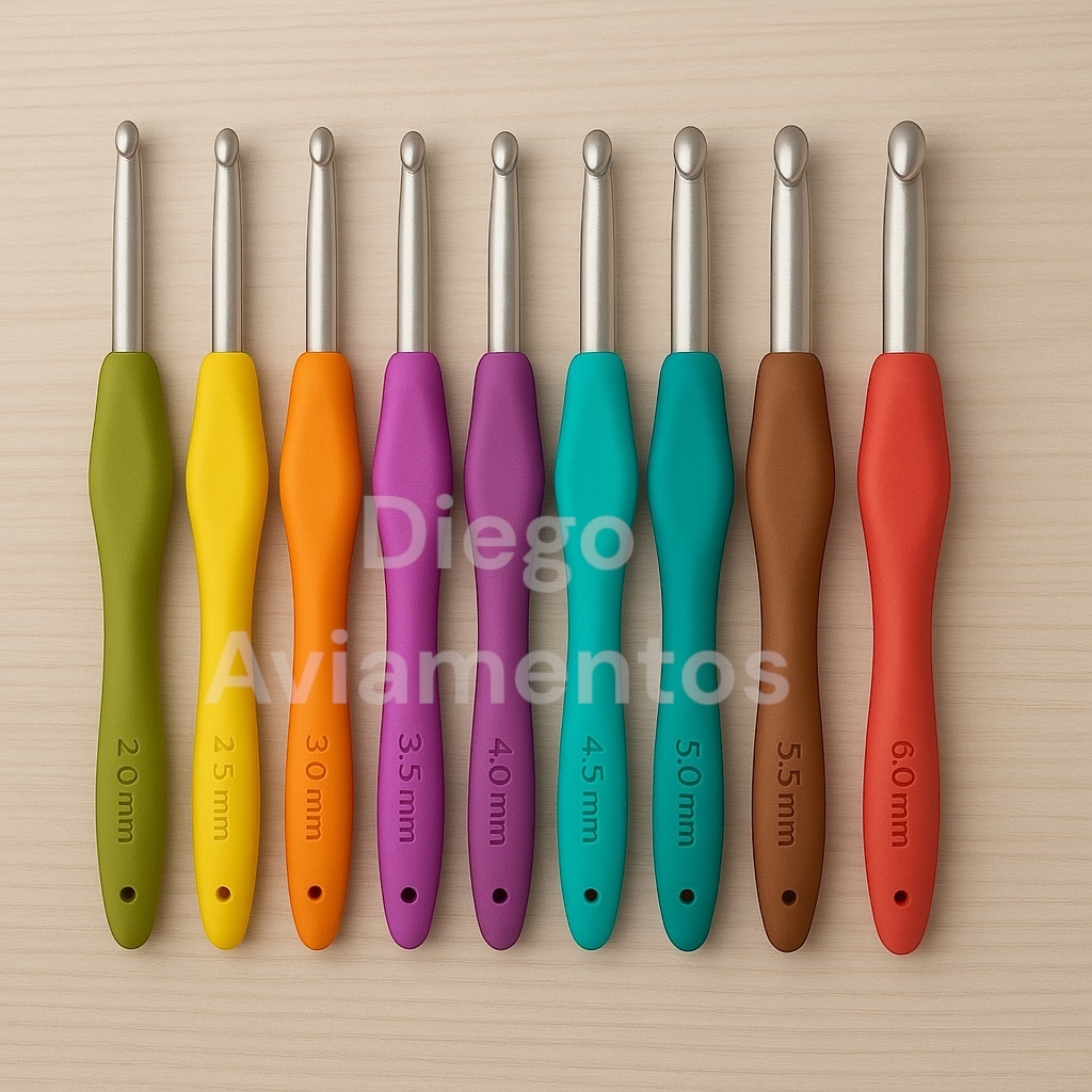 Kit De Agulhas De Croche Soft Cabo Emborrachado