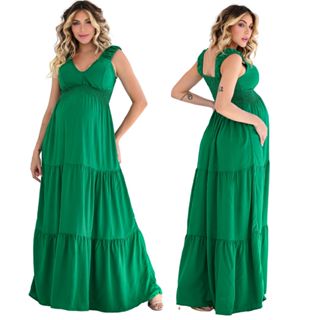 Vestido Longo Elegante para Gestante Mãe com Conforto linha Premium Festa