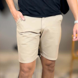 Bermuda Social Masculina Sarja Slim Chino Confortável Bolso Embutido Sport Fino Alfaiataria