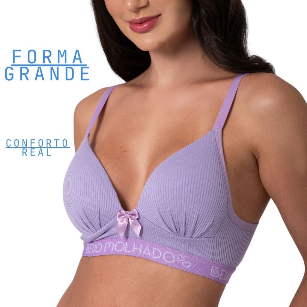 Sutiã Top Canelado com Bojo Leve e Elástico Estiloso | Forma Grande e Conforto – Luz Bella