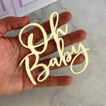 5 Topo de Bolo Oh Baby/Topo Chá de bebê/Topper Oh Baby/Topper Chá Revelação/