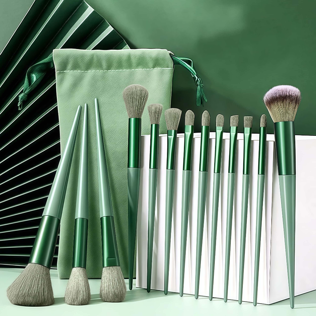 Kit 13 Pçs Pincéis De Maquiagem Contorno Kabuki Profissional Roxo/Rosa