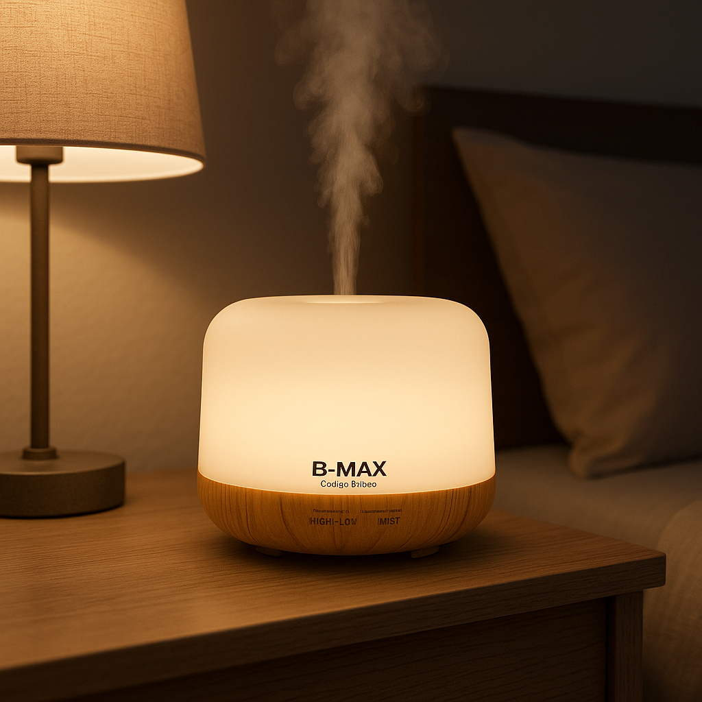 Umidificador Ultrassônico Silencioso com Luz LED e Aromaterapia