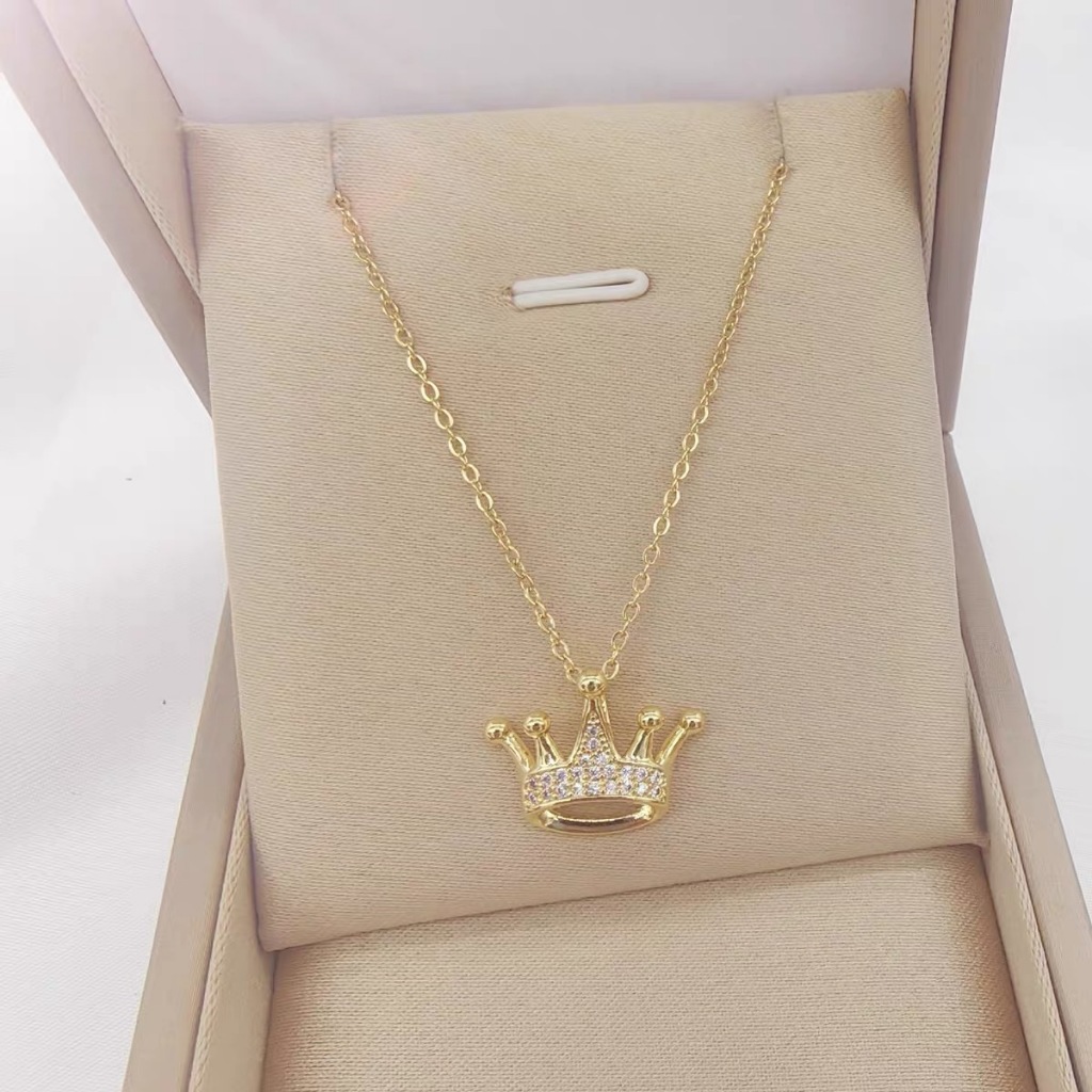 Coroa Rhinestone Pingente Neckalces Moda Women & Girl Fine Gift Queen's Style Crown Design Zircon Cadeia Clavicular Dour