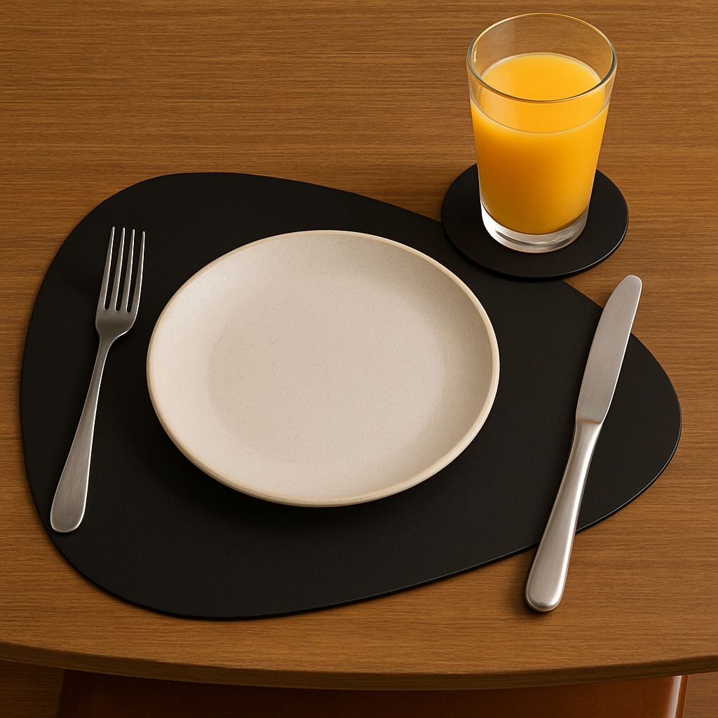 Kit Jogo americano para mesa em couro + porta copos 2 , 4, 6 ou 8 pçs