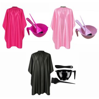 kit Capa Para Corte Com Zíper de Cetim + Kit Tintura Cumbuca Pincel Espátula em Oferta na Shopee