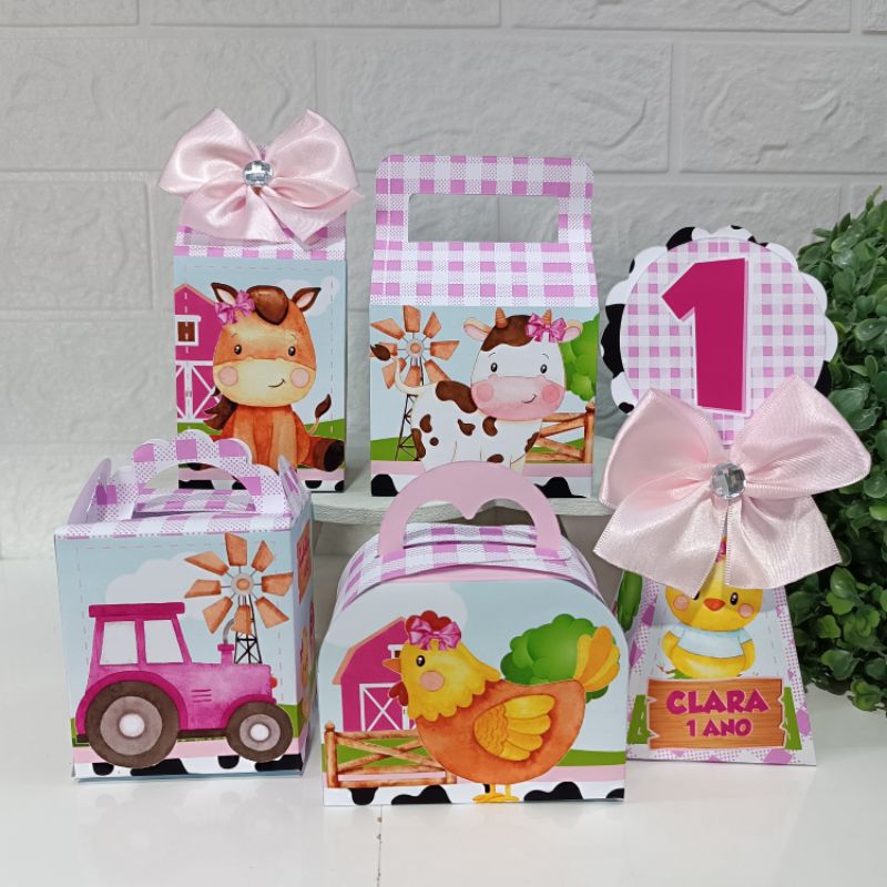 kit festa personalizada fazendinha rosa menina/ lembrancinhas de aniversário infantil fazendinha rosa menina