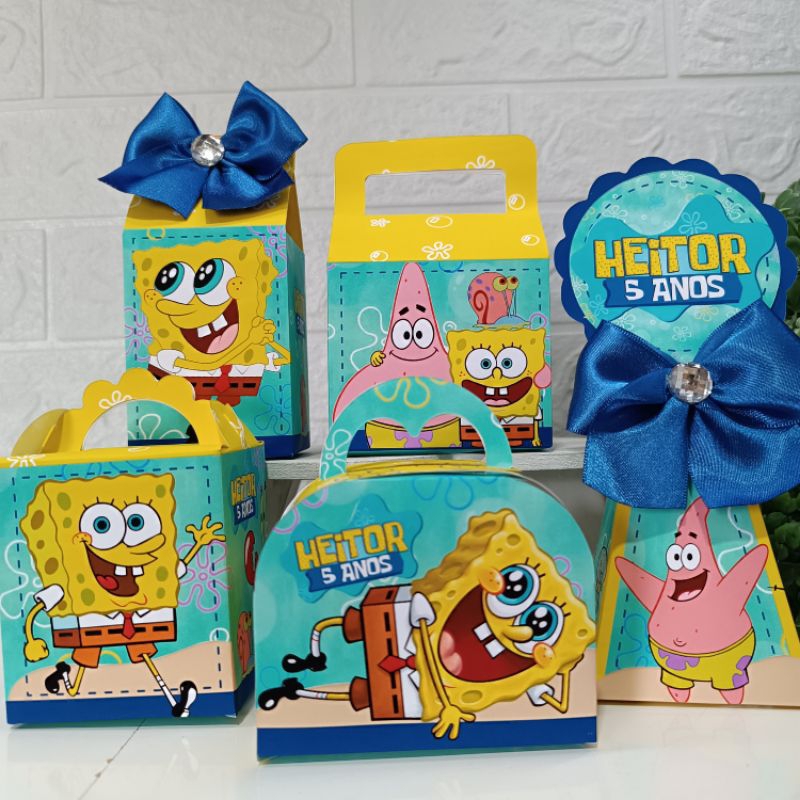kit festa Bob esponja/ caixas personalizadas Bob esponja/ lembrancinhas para aniversário Bob esponja