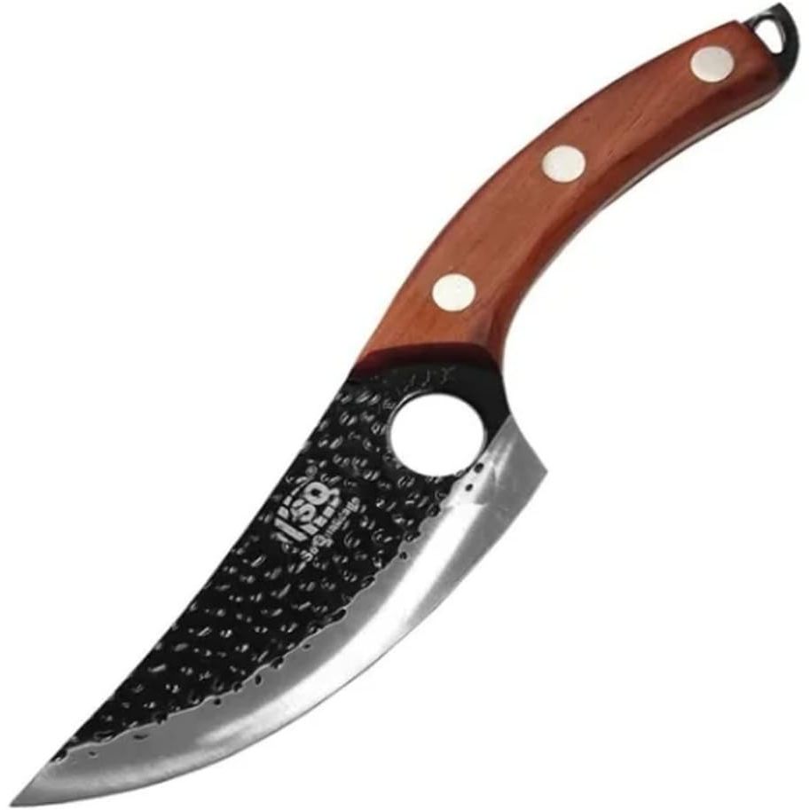 Faca Forjado Artesanal Inox Estilo Damasco Cutelo 27cm Com Bainha Profissional Chef - ENVIO IMEDIATO