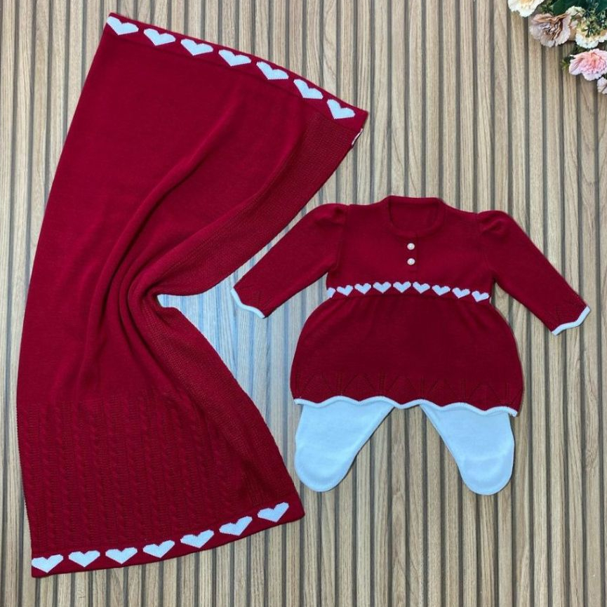 Saída Maternidade Menina, roupas para bebês em tricô. vestido RN.