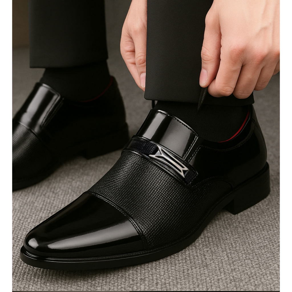 Sapato Social em Verniz com Fivela Linha Confort Design Sofisticado Acabamento Brilhante