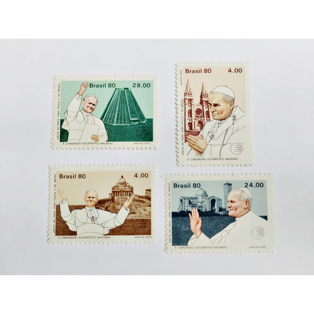 Selos Postais Novos Brasil Filatelia Coleção Visita Papa João Paulo II 1980