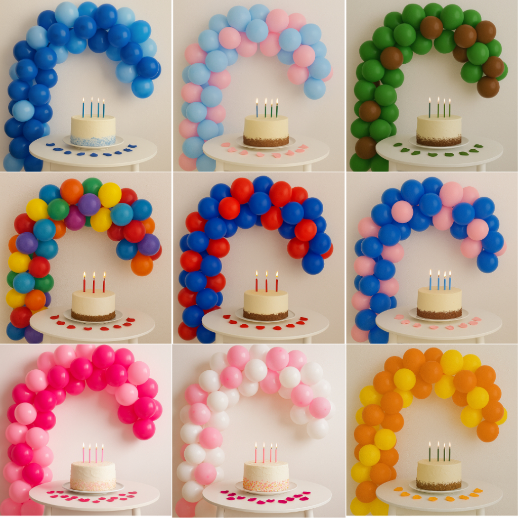 Arco de Bexiga 2 cores + Fita 5m Para Montagem 6,5 polegadas Decoração Várias Cores em Oferta na Shopee