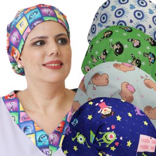 Touca cirurgica feminina enfermagem doceira com elástico personagens Disney em Oferta na Shopee