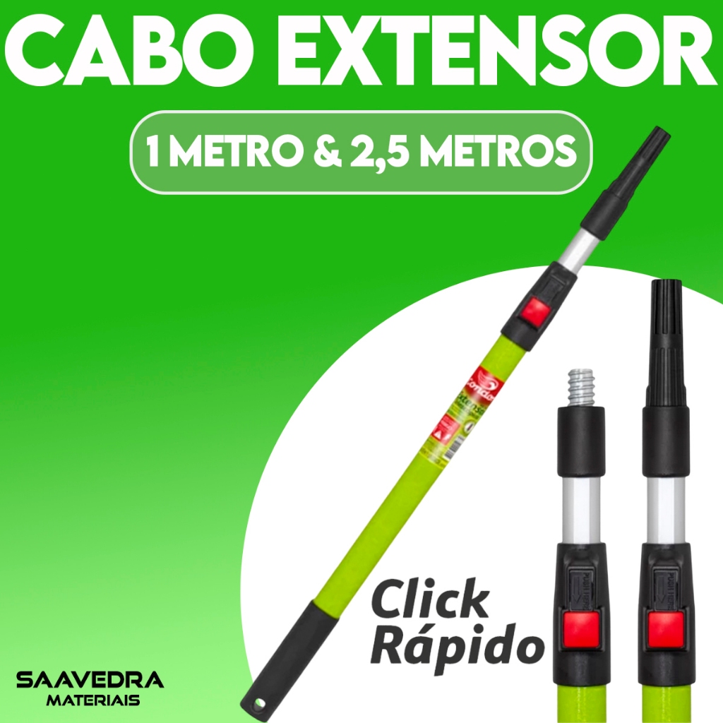 Extensor Telescópico Para Pintura Ajustável Com um Click 1Mt  e 2,5Mt Condor