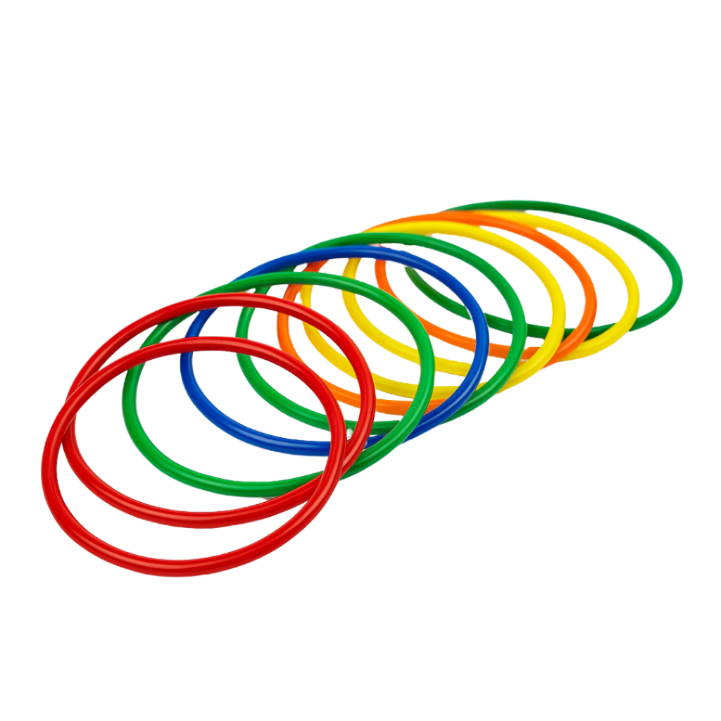 5 Cones Demarcatórios 18cm + 15 Mini Argolas Recreativas