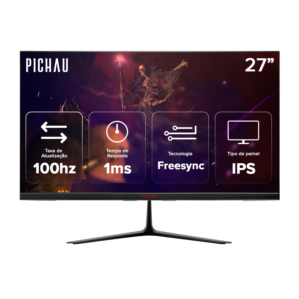 Monitor Gamer Pichau Athen V3, 27 Pol, IPS, FHD, 1ms, 100Hz, FreeSync, HDMI/VGA, PG-ATH27V3-BL01